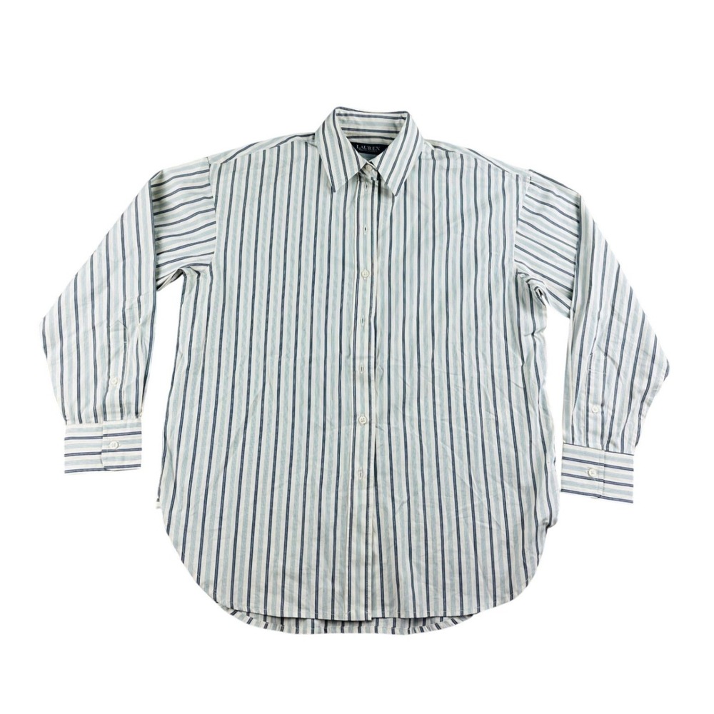 Lauren Ralph Lauren Shirt Women‎ PXS Blue White Striped Button Down Long Sleeve